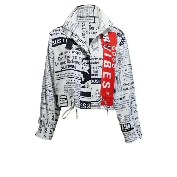 Bomber Geometric Pattern Alphabet Jacket - Picture 1 of 3